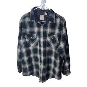 Outdoor Exchange Mens Flannel Shirt Size Large Gray Black Plaid Acrylic READ